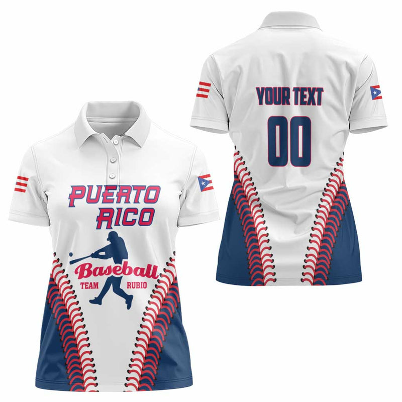 Custom Baseball Puerto Rico 2025 Team Rubio Retro Style Women Polo Shirt