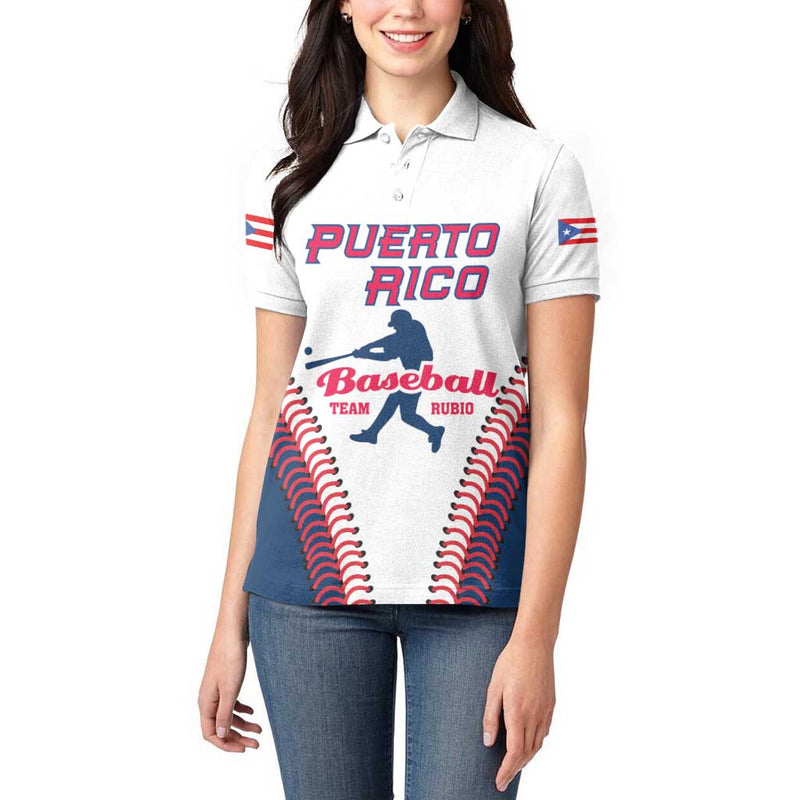 Custom Baseball Puerto Rico 2025 Team Rubio Retro Style Women Polo Shirt