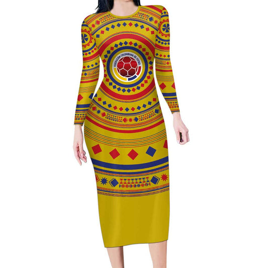 Custom Colombia Football Sporty Vueltiao Hat Long Sleeve Bodycon Dress