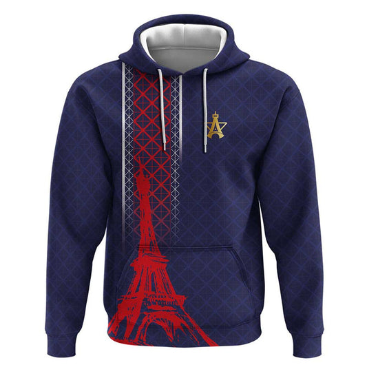 Custom Midnight Navy Football Paris Architectural Heritage Style Hoodie