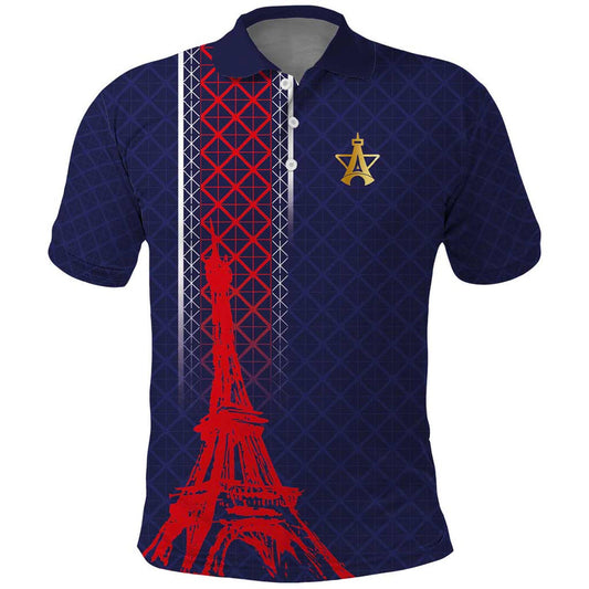 Custom Midnight Navy Football Paris Architectural Heritage Style Polo Shirt