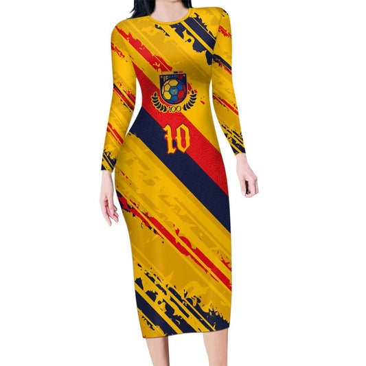 Custom Ecuador Football La Tricolor-100th Anniversary Long Sleeve Bodycon Dress