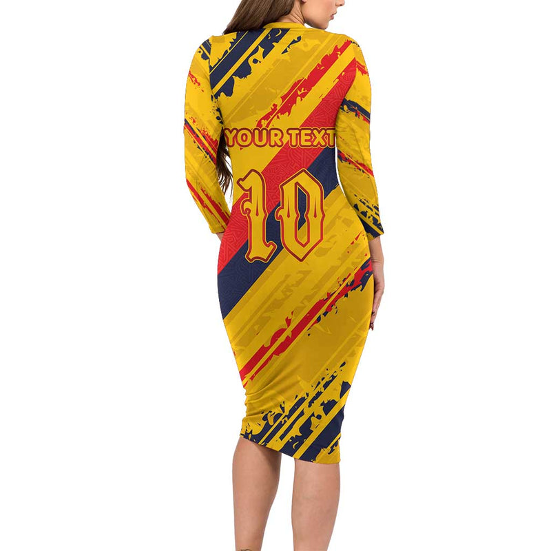 Custom Ecuador Football La Tricolor-100th Anniversary Long Sleeve Bodycon Dress