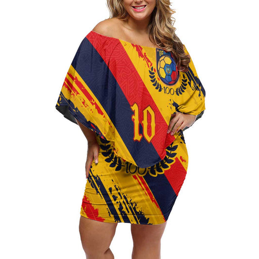 Custom Ecuador Football La Tricolor-100th Anniversary Off Shoulder Short Dress