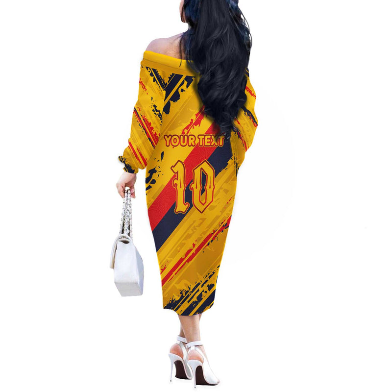 Custom Ecuador Football La Tricolor-100th Anniversary Off The Shoulder Long Sleeve Dress