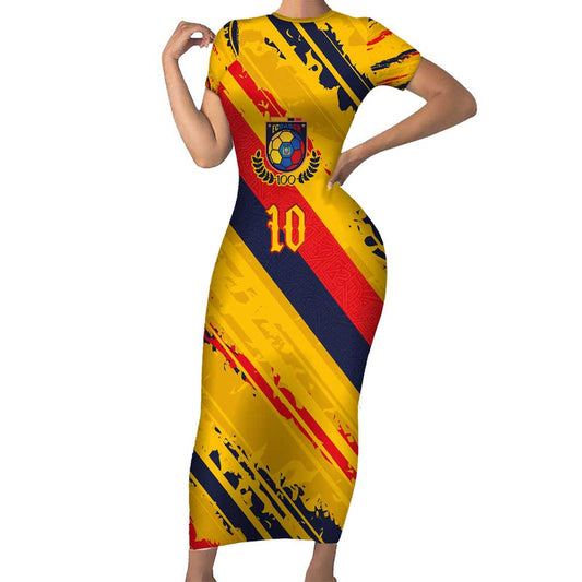 Custom Ecuador Football La Tricolor-100th Anniversary Short Sleeve Bodycon Dress