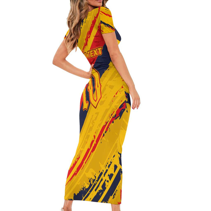 Custom Ecuador Football La Tricolor-100th Anniversary Short Sleeve Bodycon Dress