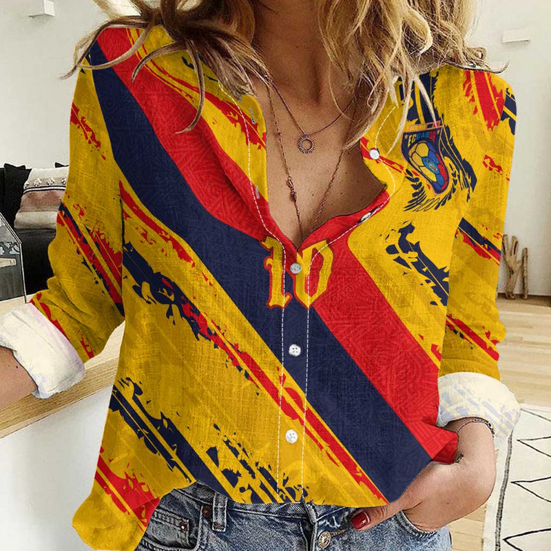Custom Ecuador Football Women Casual Shirt La Tricolor-100th Anniversary