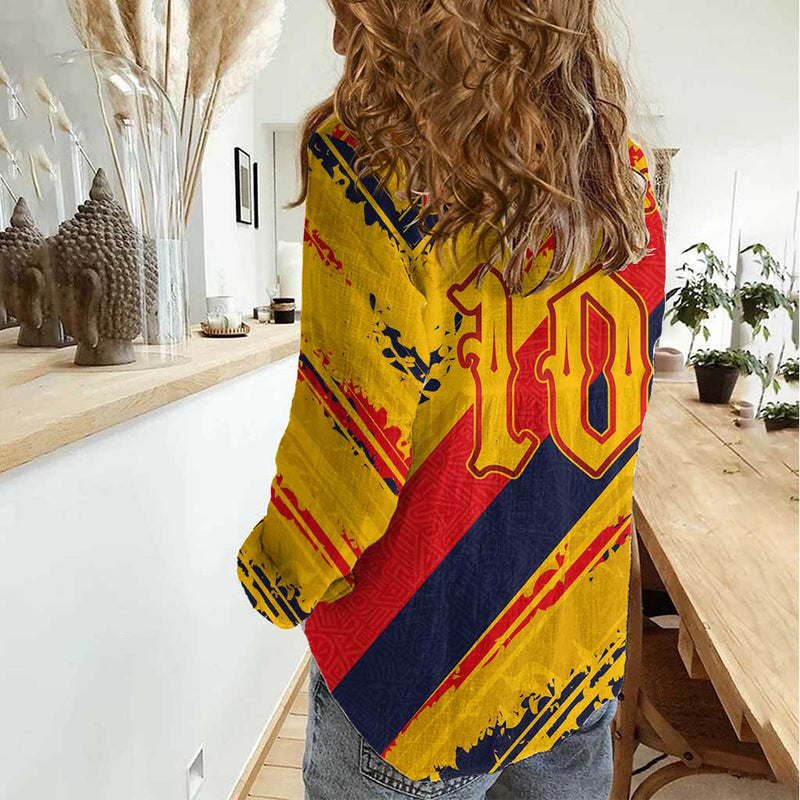 Custom Ecuador Football Women Casual Shirt La Tricolor-100th Anniversary