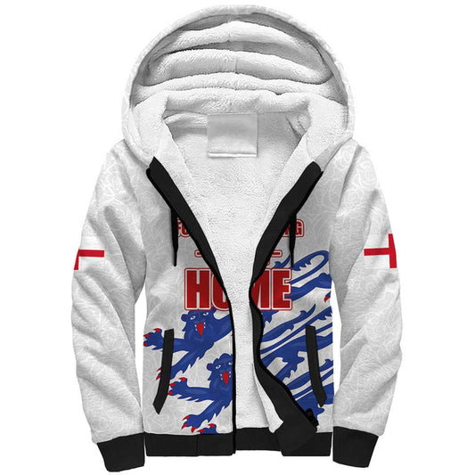 Custom England Football 2024 Road to The Champion Football&#39;s Coming Home Sherpa Hoodie