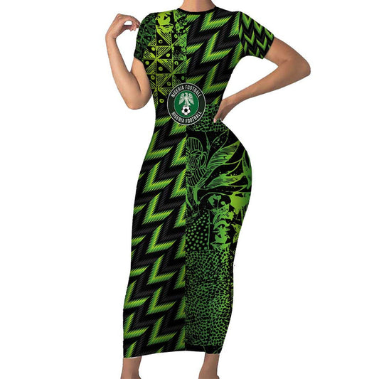 Custom Nigeria Football Super Eagles Champions Short Sleeve Bodycon Dress