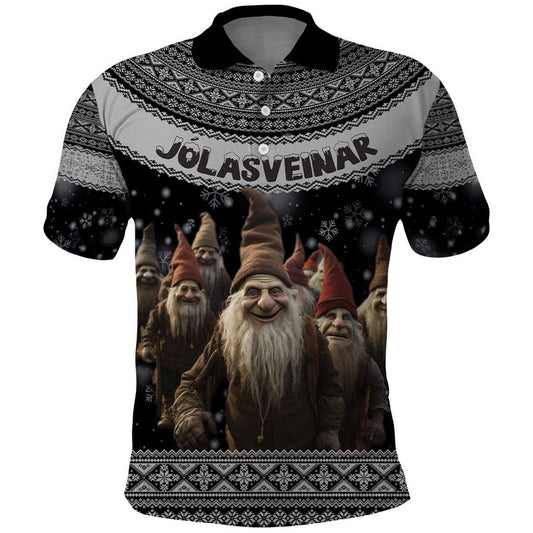 13 Yule Lads Iceland Christmas Jolasveinar and Nordic Traditional Pattern Polo Shirt