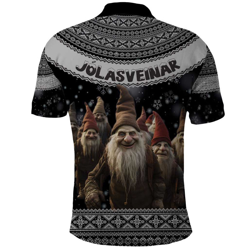 13 Yule Lads Iceland Christmas Jolasveinar and Nordic Traditional Pattern Polo Shirt