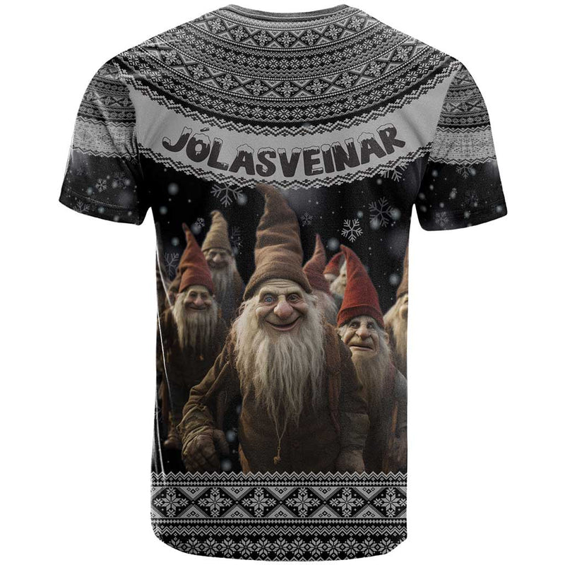 13 Yule Lads Iceland Christmas Jolasveinar and Nordic Traditional Pattern T Shirt
