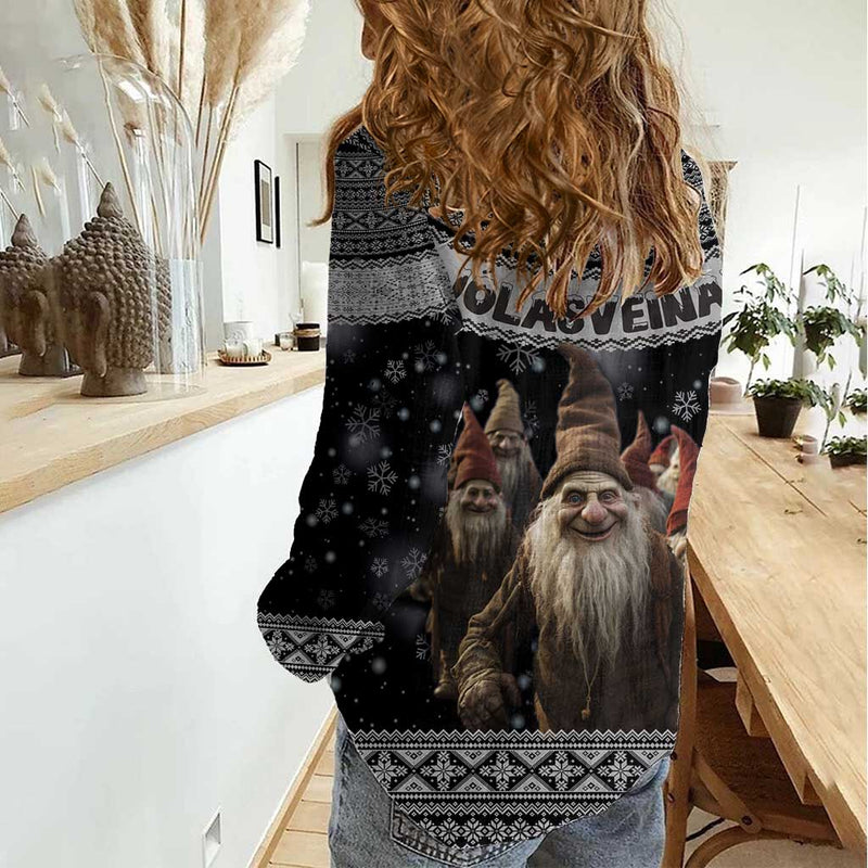 13 Yule Lads Iceland Christmas Jolasveinar and Nordic Traditional Pattern Women Casual Shirt