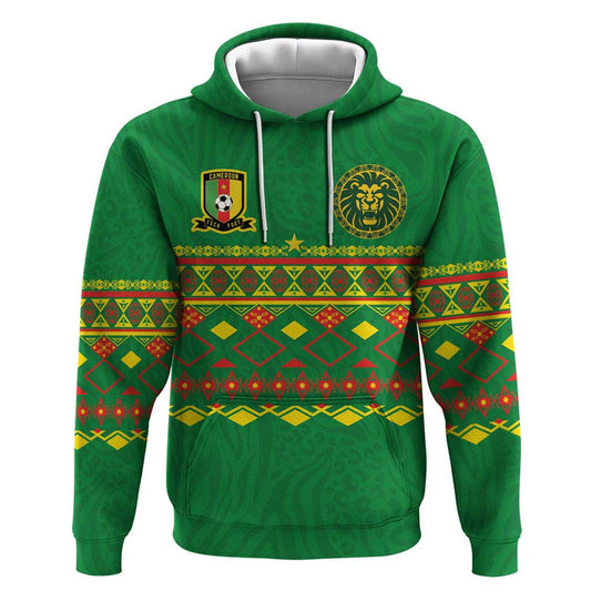 Custom Cameroon Football Tribal Motifs Green Color Hoodie