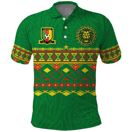 Custom Cameroon Football Tribal Motifs Green Color Polo Shirt