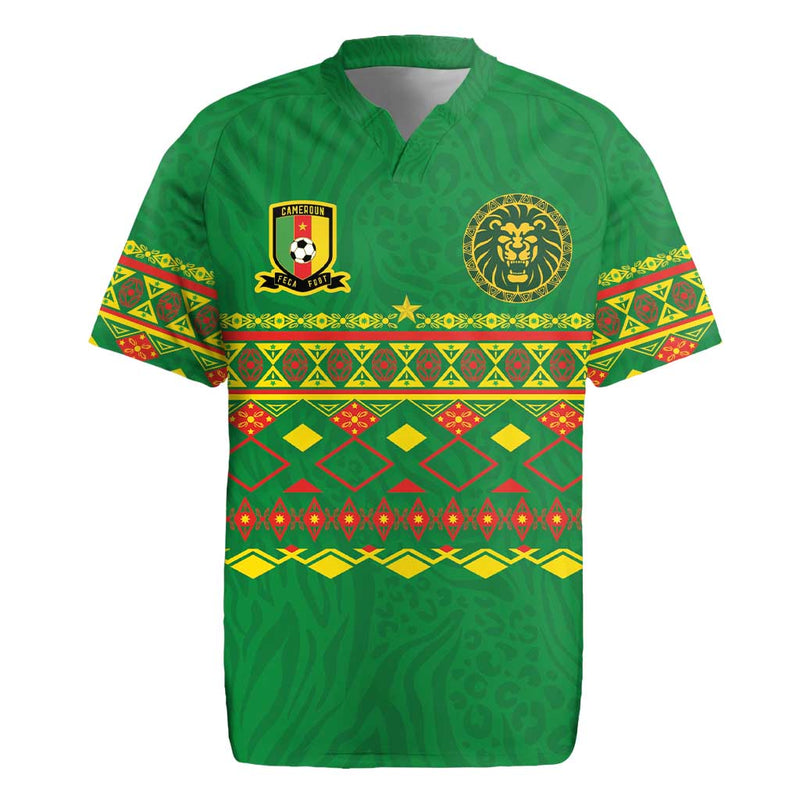 Custom Cameroon Football Tribal Motifs Green Color Rugby Jersey