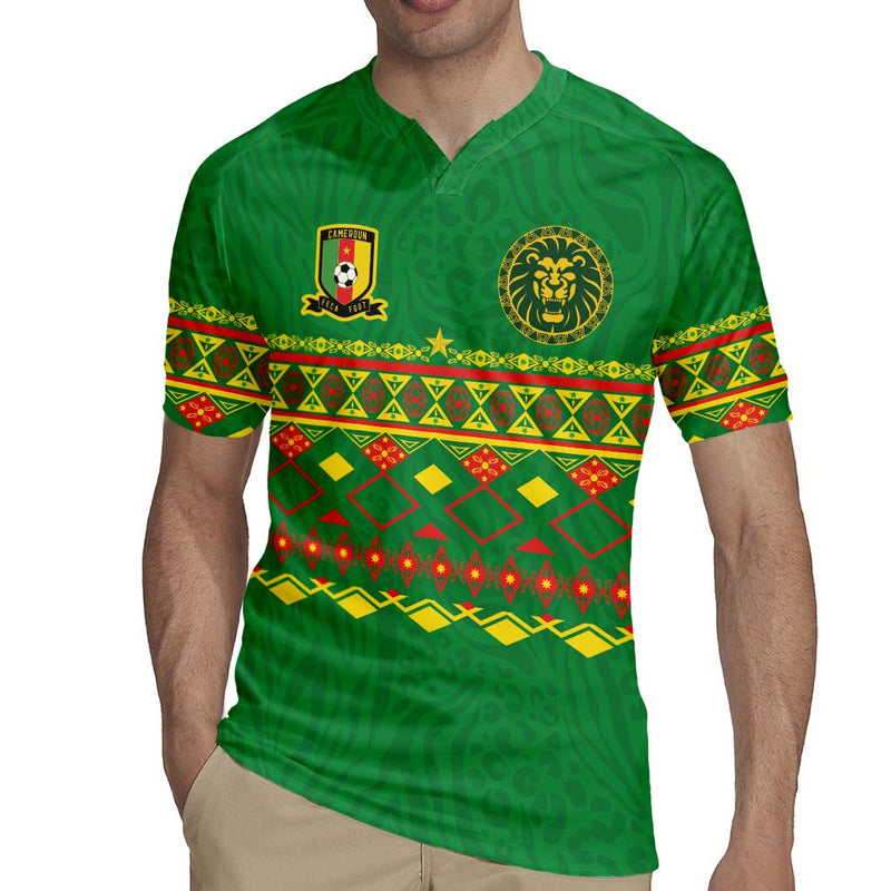 Custom Cameroon Football Tribal Motifs Green Color Rugby Jersey