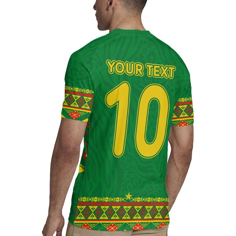Custom Cameroon Football Tribal Motifs Green Color Rugby Jersey