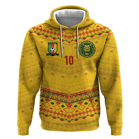 Custom Cameroon Football Tribal Motifs Yellow Color Hoodie