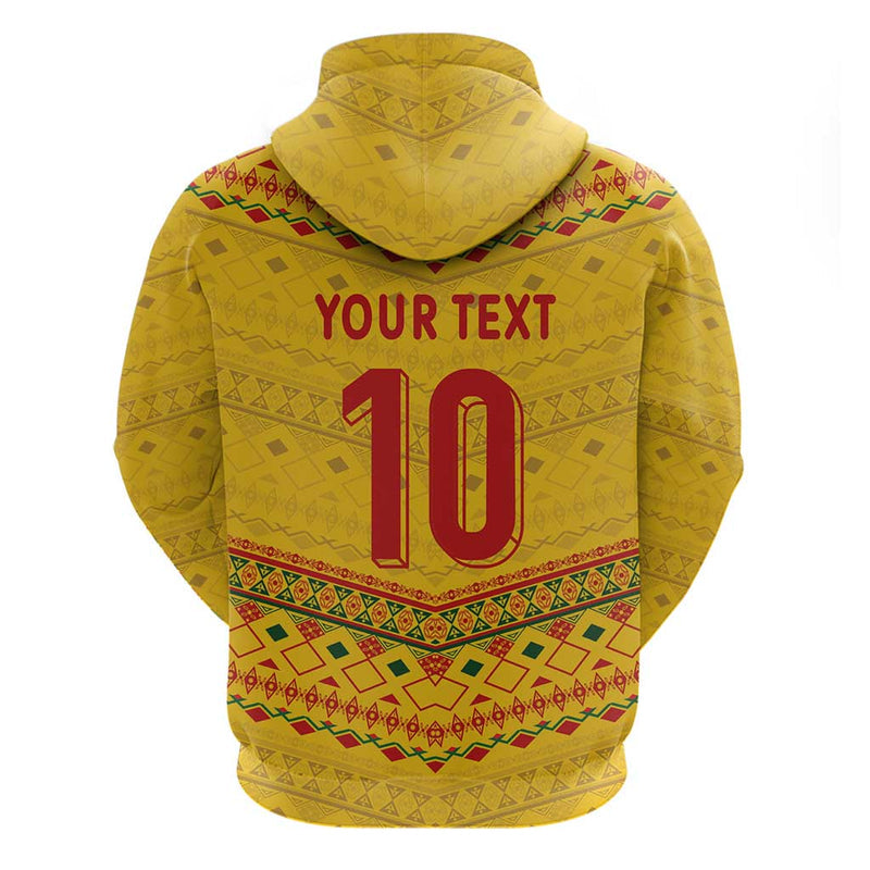 Custom Cameroon Football Tribal Motifs Yellow Color Hoodie