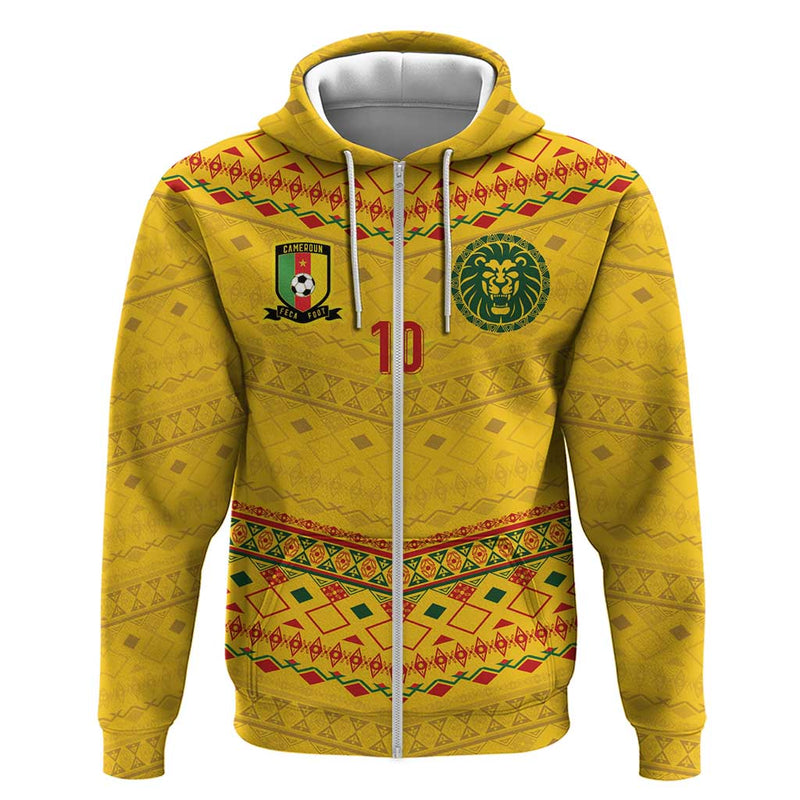 Custom Cameroon Football Tribal Motifs Yellow Color Hoodie