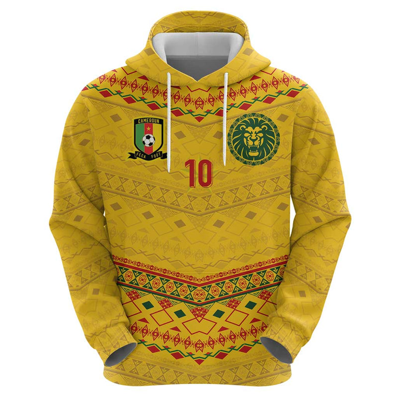 Custom Cameroon Football Tribal Motifs Yellow Color Hoodie