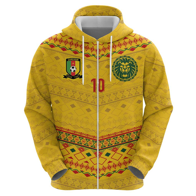 Custom Cameroon Football Tribal Motifs Yellow Color Hoodie