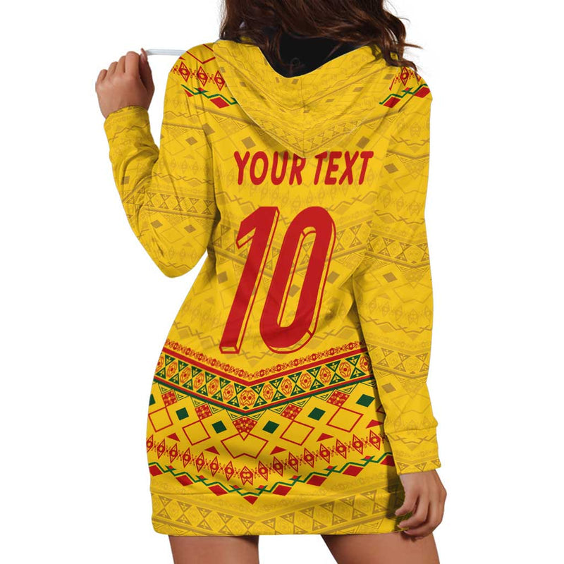 Custom Cameroon Football Tribal Motifs Yellow Color Hoodie Dress