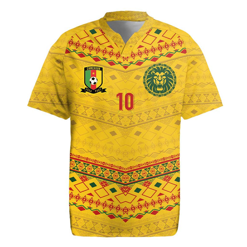 Custom Cameroon Football Tribal Motifs Yellow Color Rugby Jersey