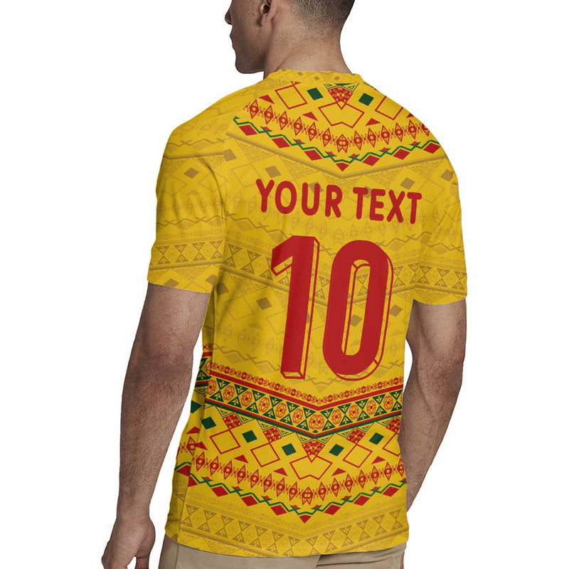 Custom Cameroon Football Tribal Motifs Yellow Color Rugby Jersey