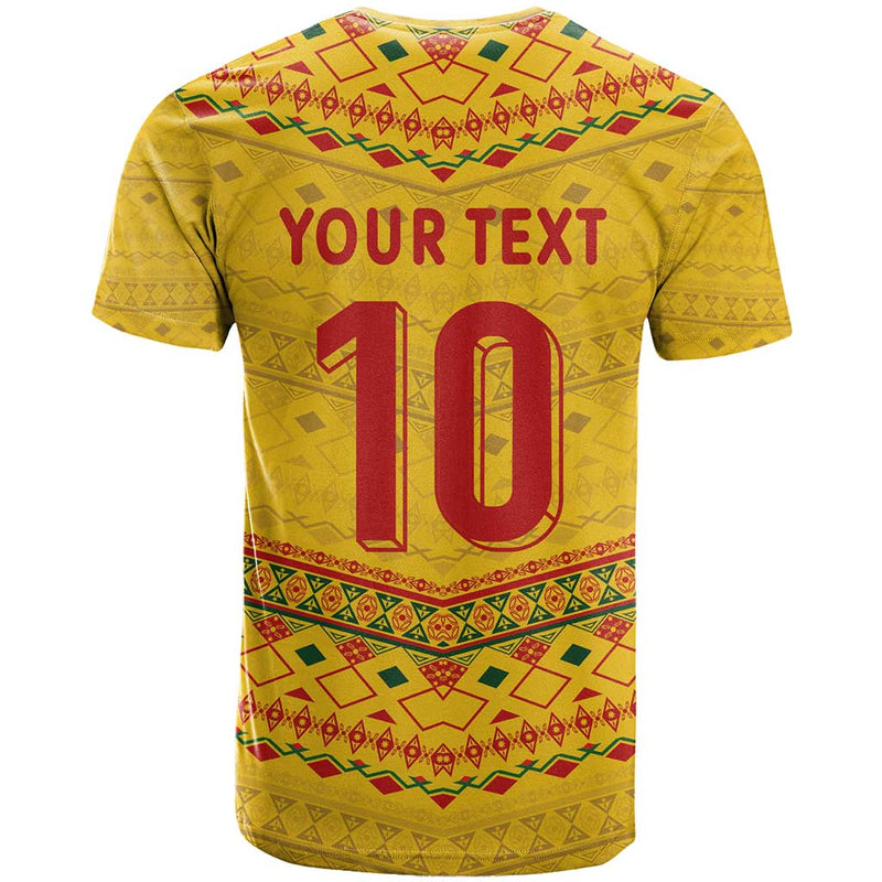 Custom Cameroon Football Tribal Motifs Yellow Color T Shirt
