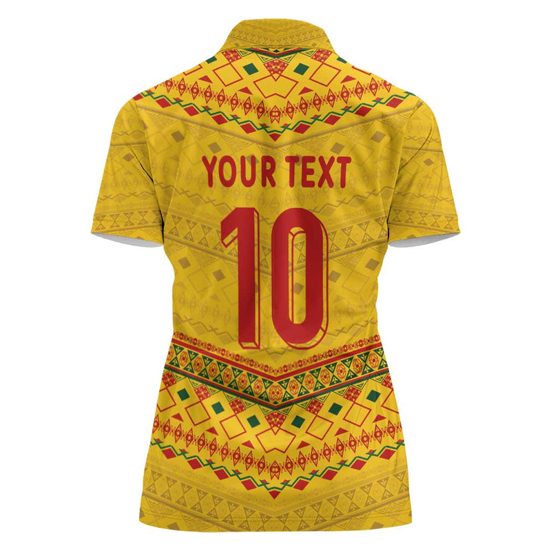 Custom Cameroon Football Tribal Motifs Yellow Color Women Polo Shirt