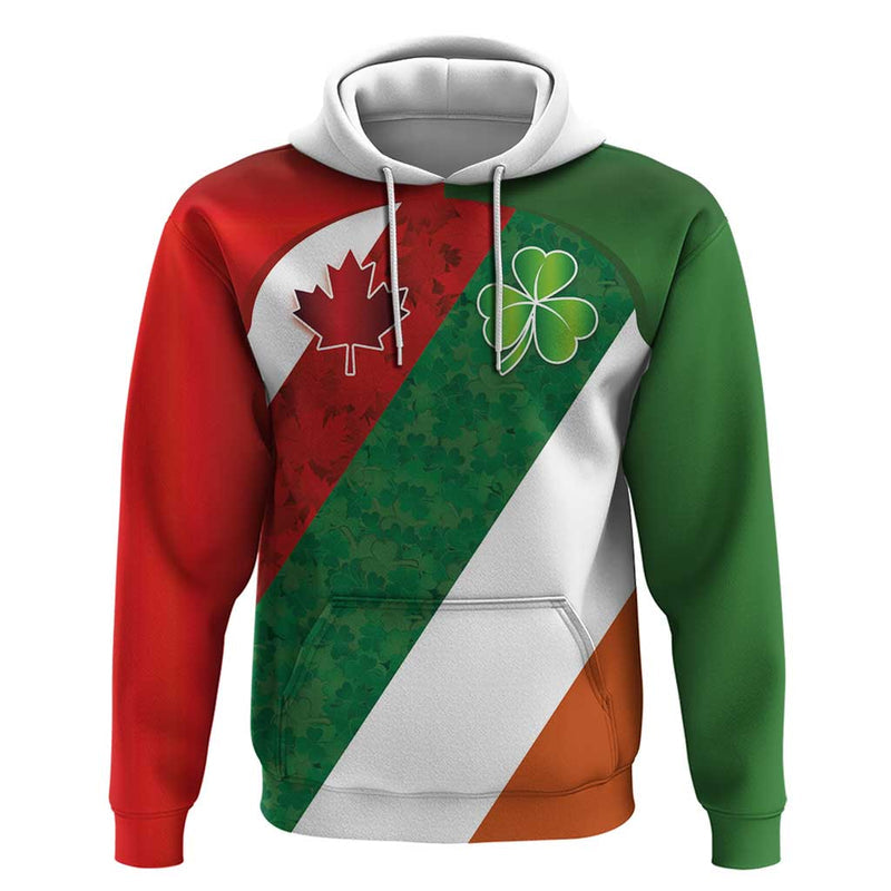 Custom Canada and Ireland Shamrocks and Maple Leaves Hoodie