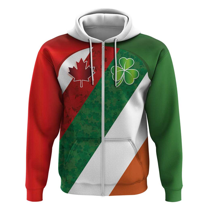 Custom Canada and Ireland Shamrocks and Maple Leaves Hoodie