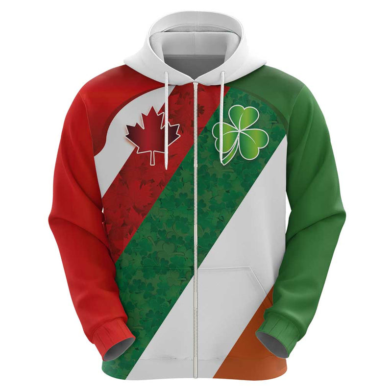 Custom Canada and Ireland Shamrocks and Maple Leaves Hoodie