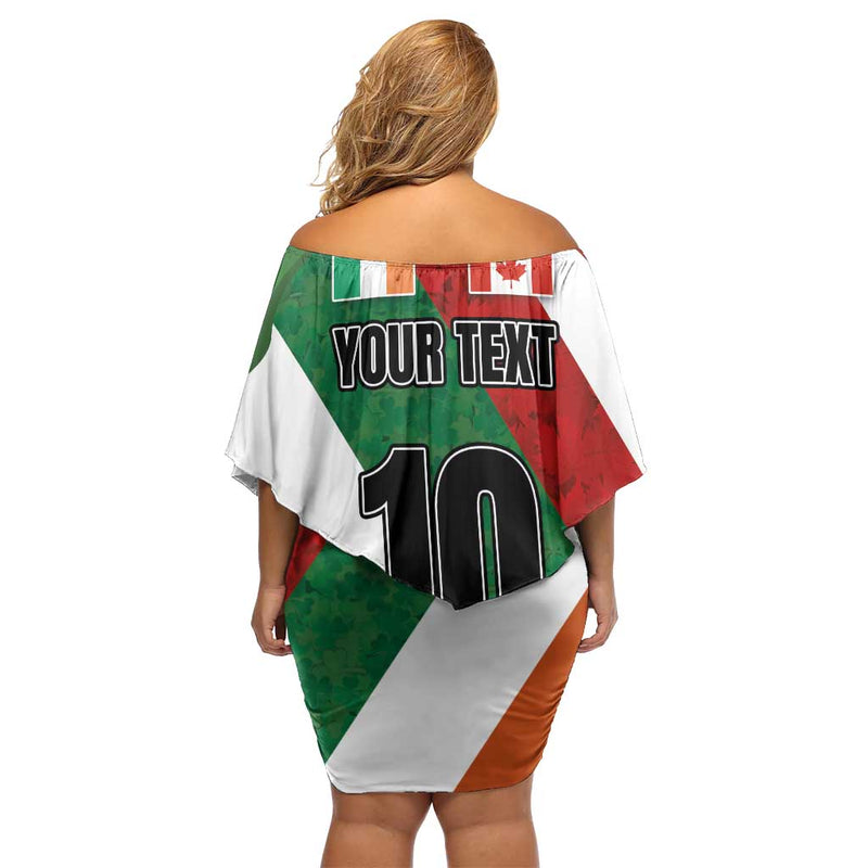 Custom Canada And Ireland Shamrocks And Maple Leaves Off Shoulder Short Dress