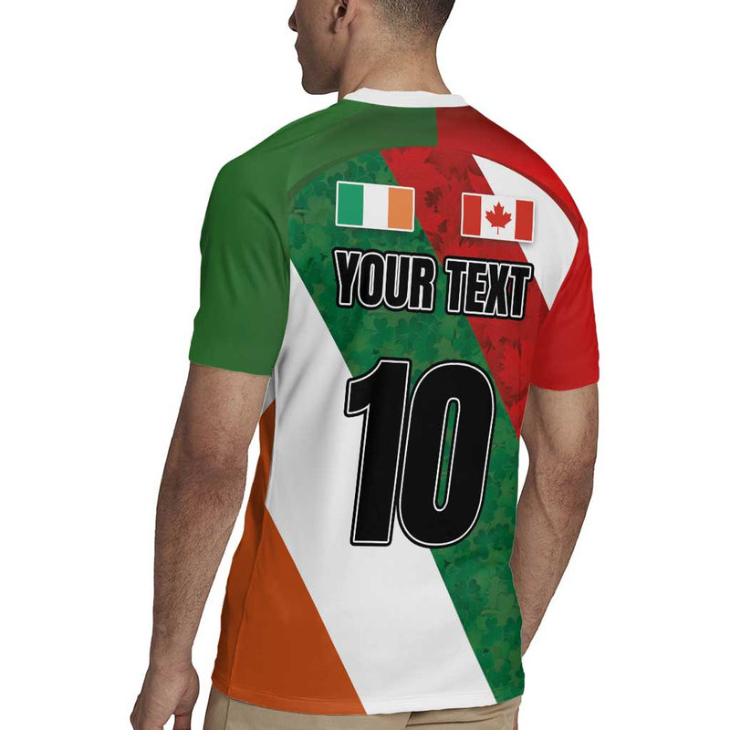 Custom Canada And Ireland Shamrocks And Maple Leaves Rugby Jersey