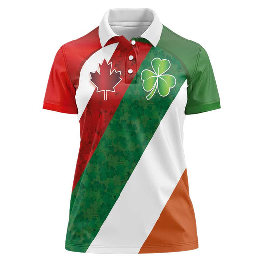 Custom Canada and Ireland Shamrocks and Maple Leaves Women Polo Shirt