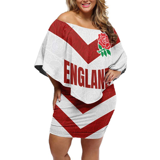 Custom England Rugby-the Red Rose Go Champions Off Shoulder Short Dress