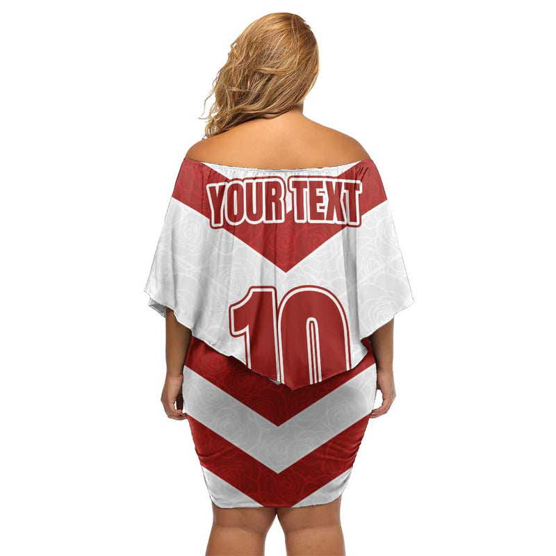 Custom England Rugby-the Red Rose Go Champions Off Shoulder Short Dress
