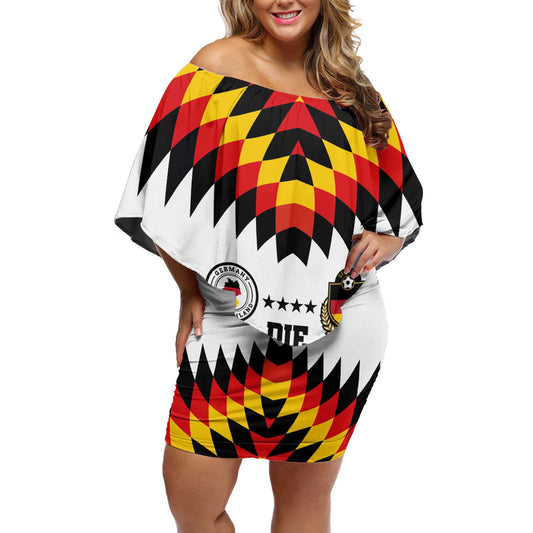 Custom Germany Football 2024 Go Champion Design 90s Style Home Color Off Shoulder Short Dress