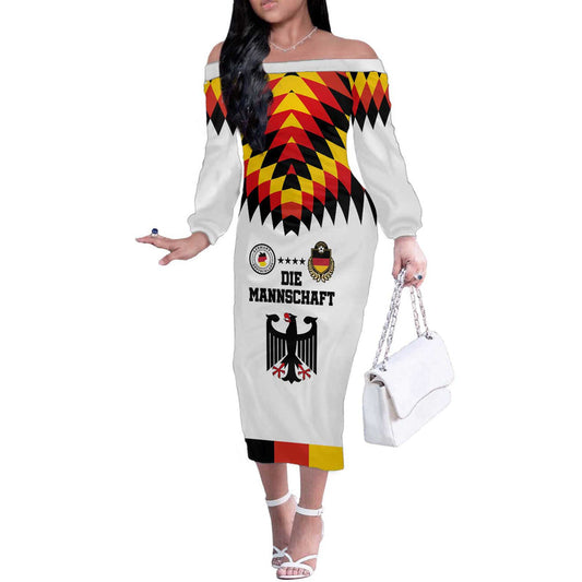 Custom Germany Football 2024 Go Champion Design 90s Style Home Color Off The Shoulder Long Sleeve Dress