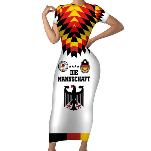 Custom Germany Football 2024 Go Champion Design 90s Style Home Color Short Sleeve Bodycon Dress