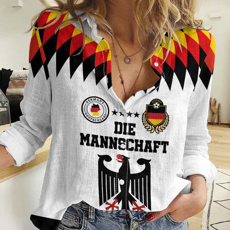 Custom Germany Football 2024 Go Champion Design 90s Style Home Color Women Casual Shirt
