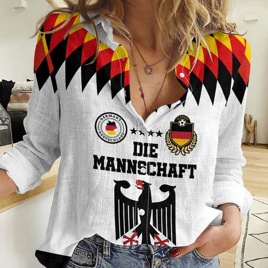 Custom Germany Football 2024 Go Champion Design 90s Style Home Color Women Casual Shirt