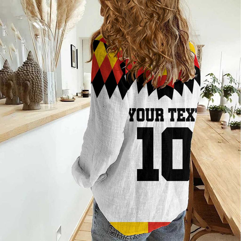 Custom Germany Football 2024 Go Champion Design 90s Style Home Color Women Casual Shirt