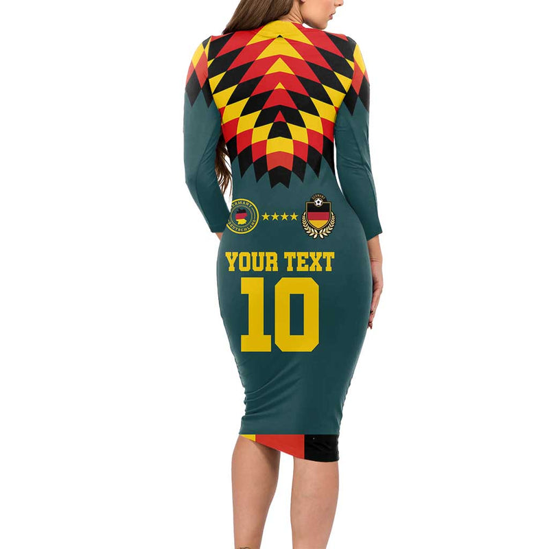Custom Germany Football 2024 Go Champion Design 90s Style Away Color Long Sleeve Bodycon Dress