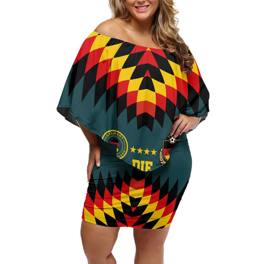 Custom Germany Football 2024 Go Champion Design 90s Style Away Color Off Shoulder Short Dress